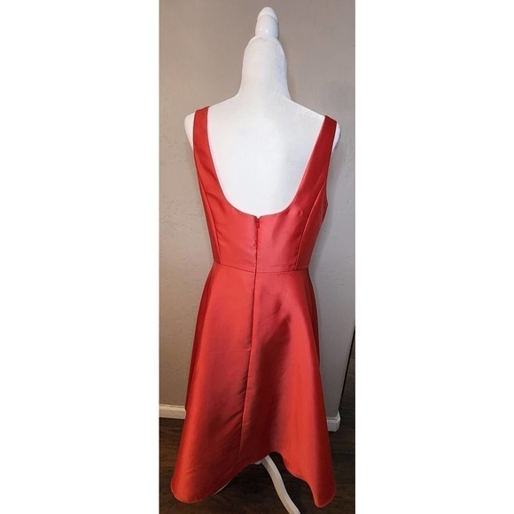 Alfred Sung Bateau Neck Satin High Low Dress Size 12R - Picture 5 of 8